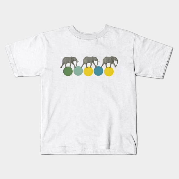 Travelling Elephants Kids T-Shirt by Cassia